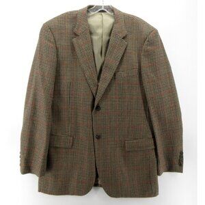 Travel Smith Sport Coat 42 Long Blazer Houndstooth Windowpane Wool